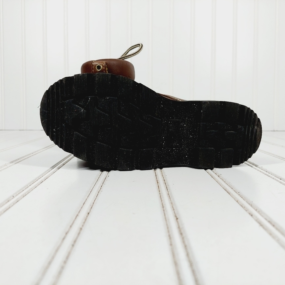 GAP Brown Leather Lace Up Kids Statement Stitching Comfy Boots A276 - Picture 10 of 12
